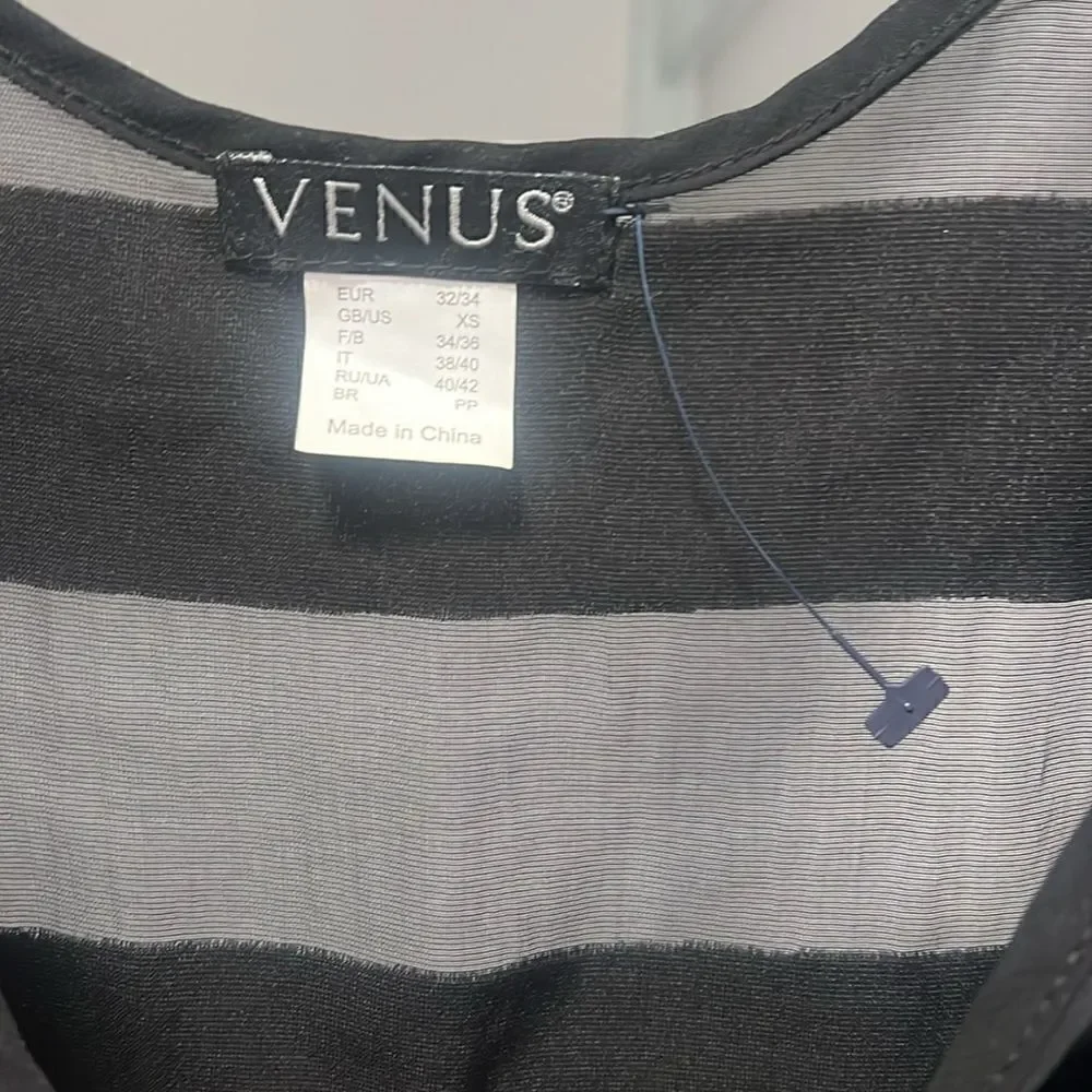 Striped Top - Black Velvet and See Thru VENUS Top - NEVER WORN - Size XS